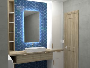 fürdőszoba bútor látványterv XIX. kerület